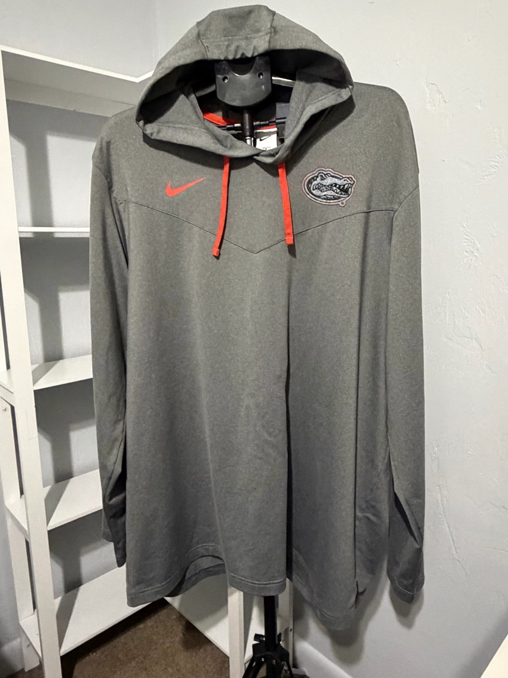 Nike Florida Gators Gray Hooded Performance Pullover with Orange Drawcords